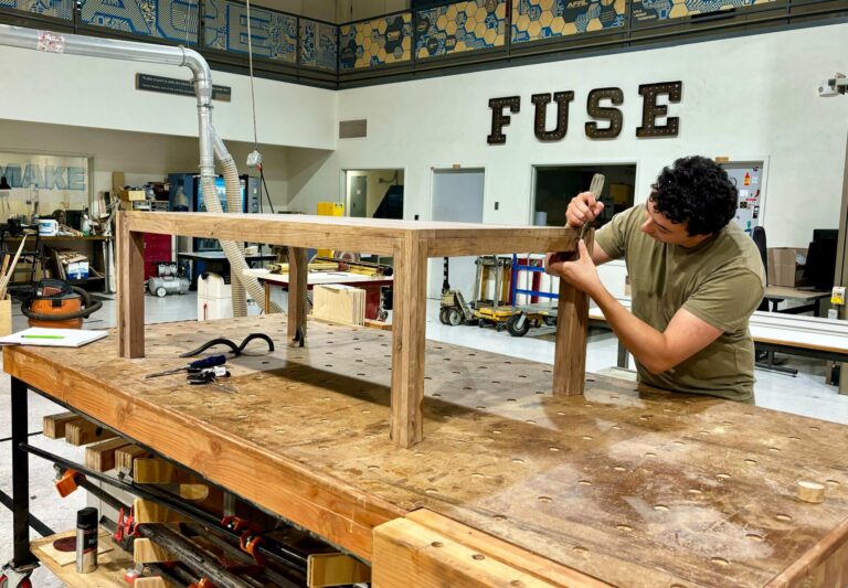 FUSE Member Kevin Cohen building a coffee table.